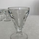 Set of 9 old glasses thick conical bottom