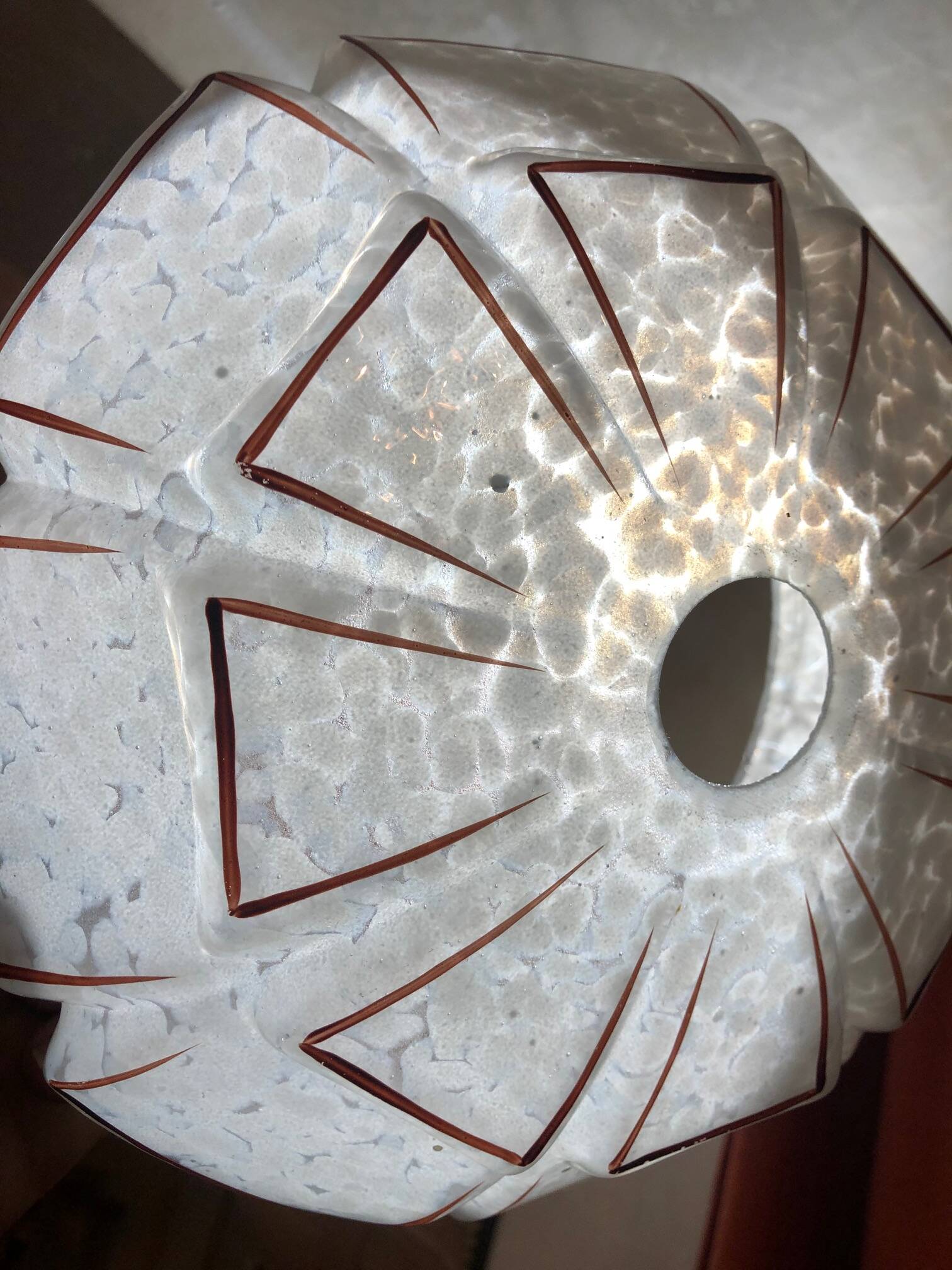 Art Deco globe ceiling light in gingham glass