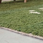 Traditional handwoven green Moroccan wool rug