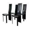 Set de 4 chaises de salle à manger en cuir noir 'Elena B' par Quia