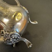 Antique silver-plated metal milk jug – Rococo style, chased decoration, early