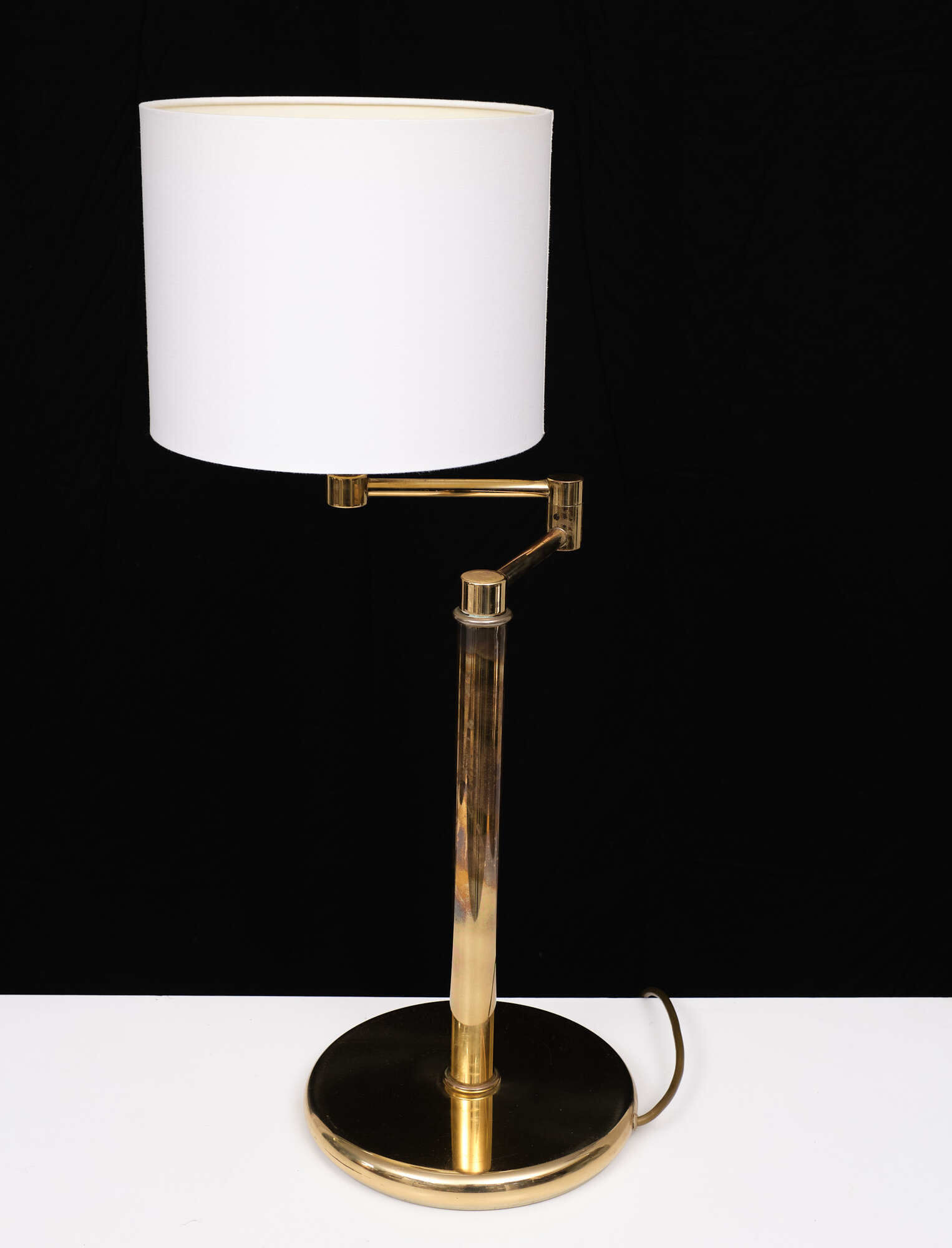 Brass swing arm desk lamp Deknudt 1970s