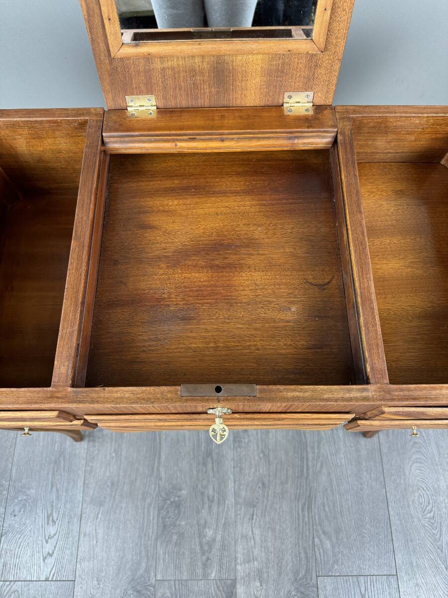 Marquetry Dressing Table, Louis XV Style, 20th Century