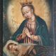 Antique painting on copper - 17th/18th century - Virgin and Child asleep