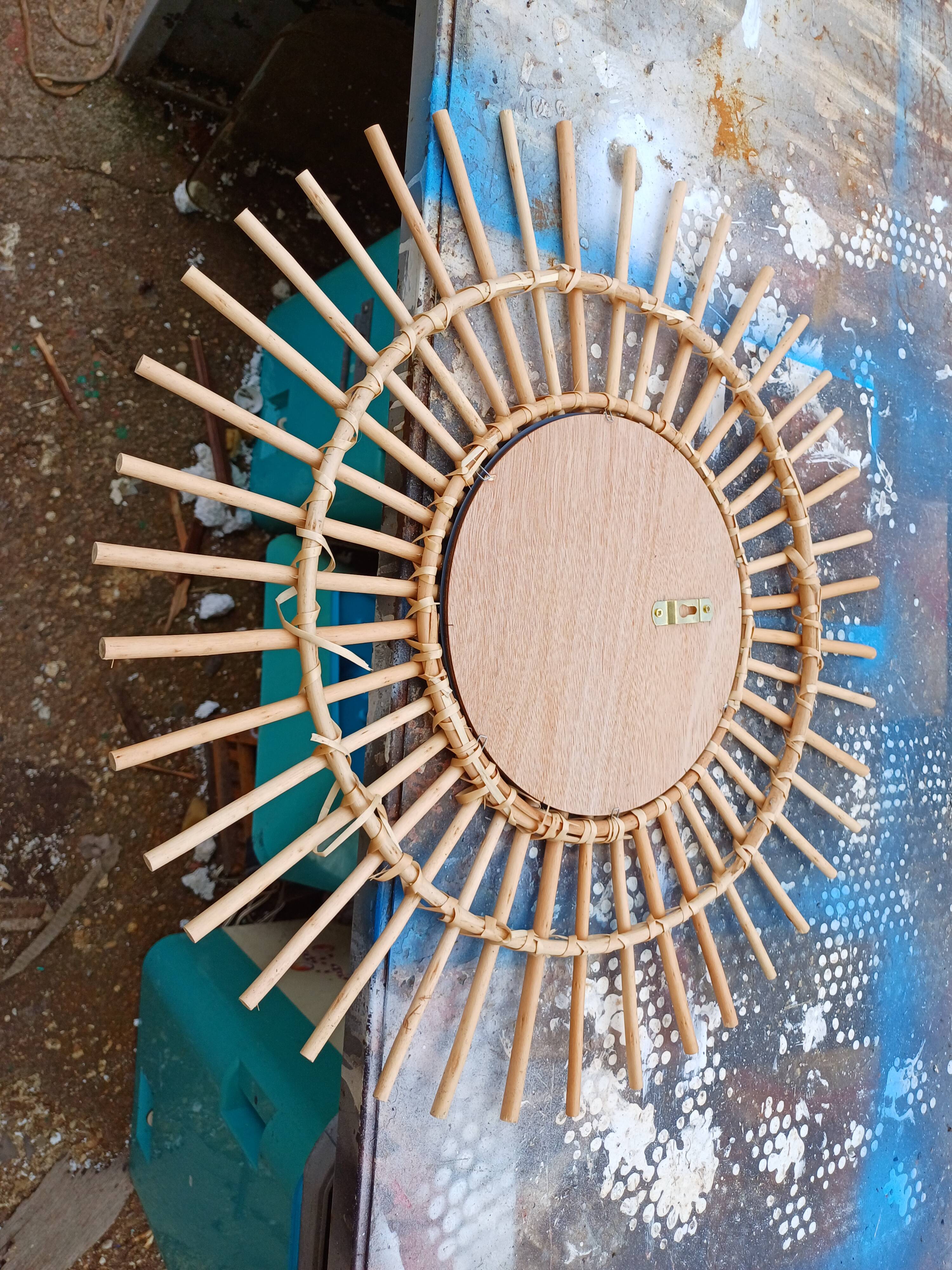 Miroir Soleil Rotin