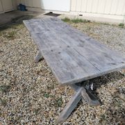 Table ferme  vintage en bois 2m, pieds en x