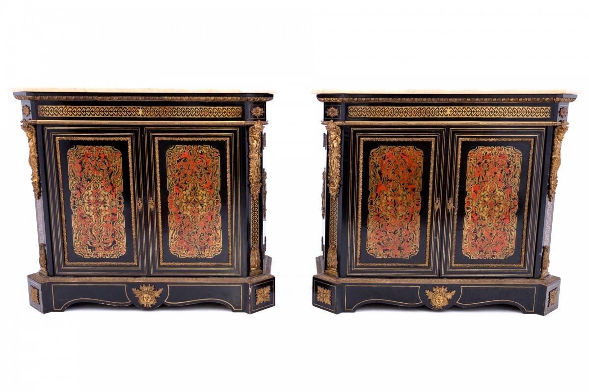 A unique set of Boulle chests of drawers, France, circa 1860.