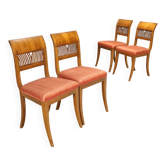 Chaises anciennes Empire en noyer avec assise rembourrée, Italie, XIXe siècle