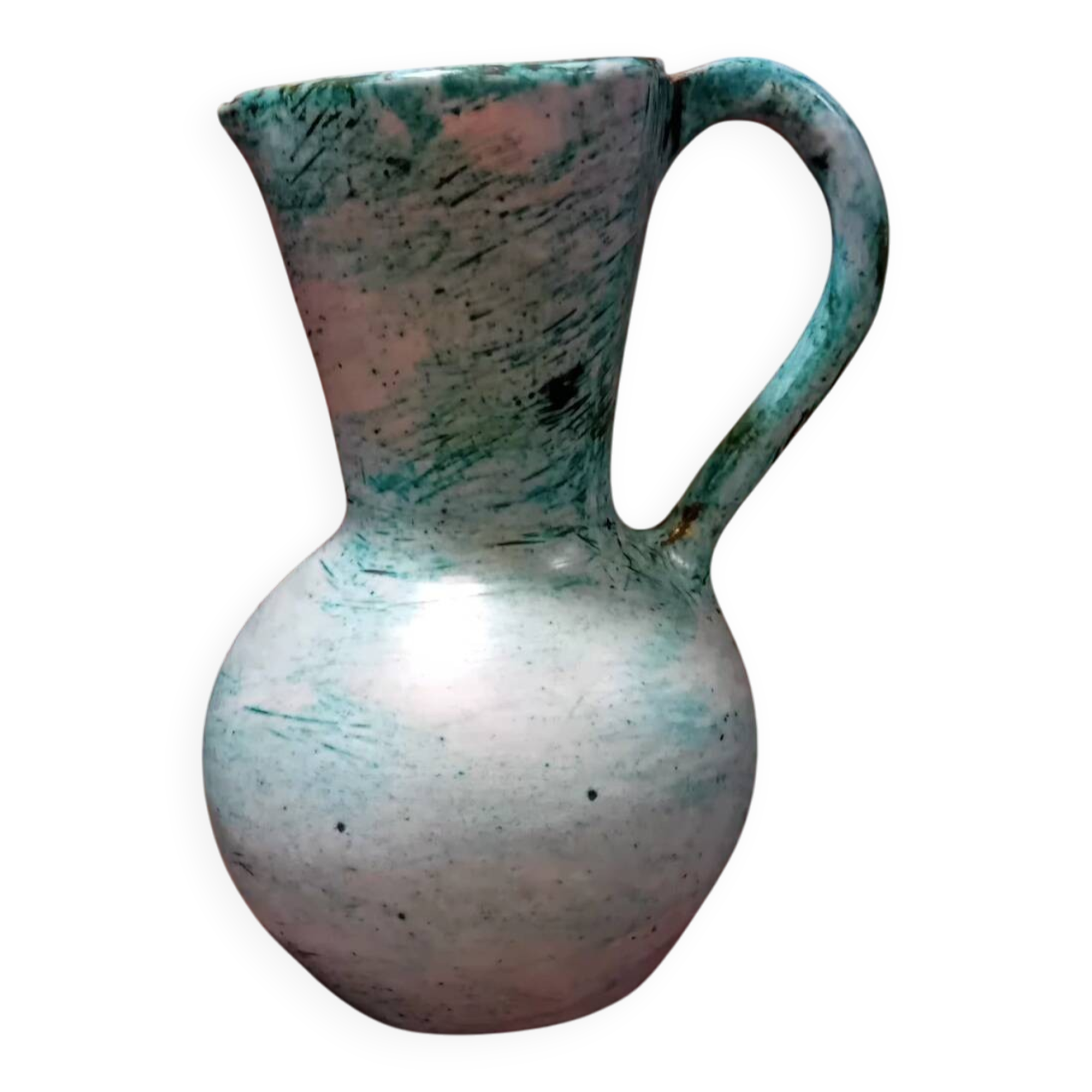 Turquoise ceramic pitcher vase