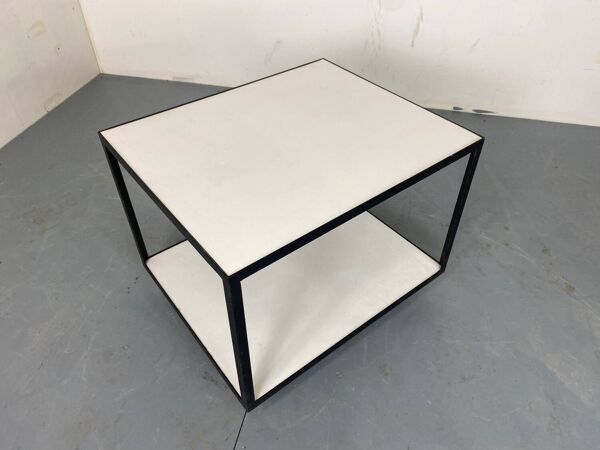 Table d'Appoint Roulante Mid-Century en Stratifié Blanc et Acier Noir par George Nelson pour Herman Miller, 1950s
