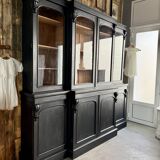 Large black patinated glass bookcase (renovated)