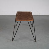 Table basse en osier des années 1950 des Pays-Bas