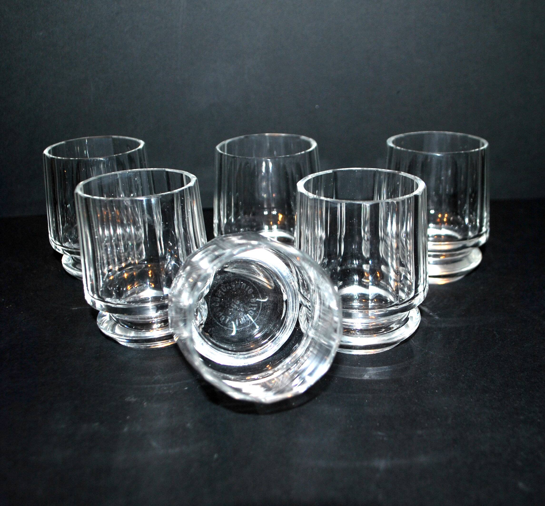 Set of 6 ART DECO glasses cut glass alcohol tumbler Czechoslovakia