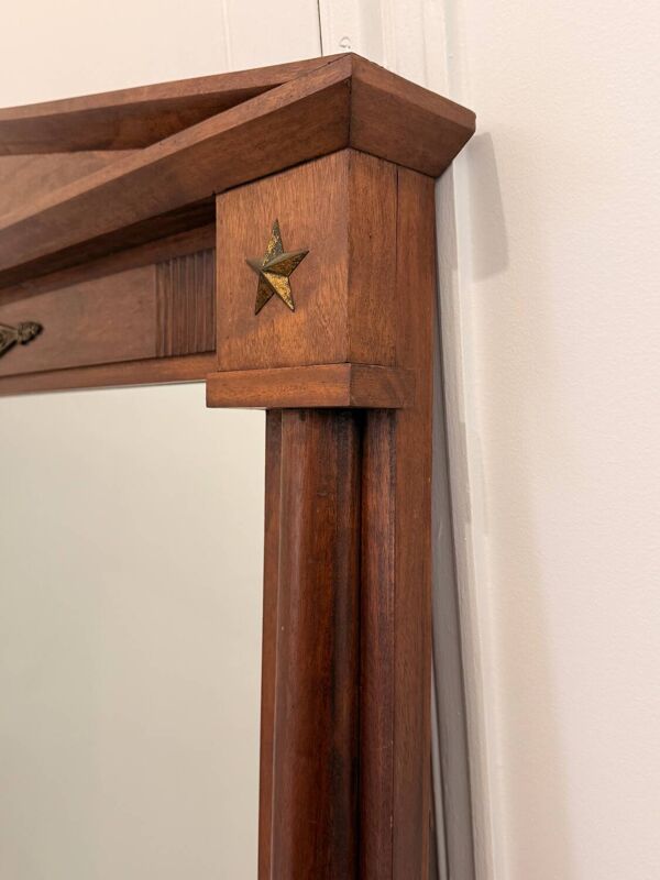 Grand miroir ancien en bois massif et bronze – style Empire