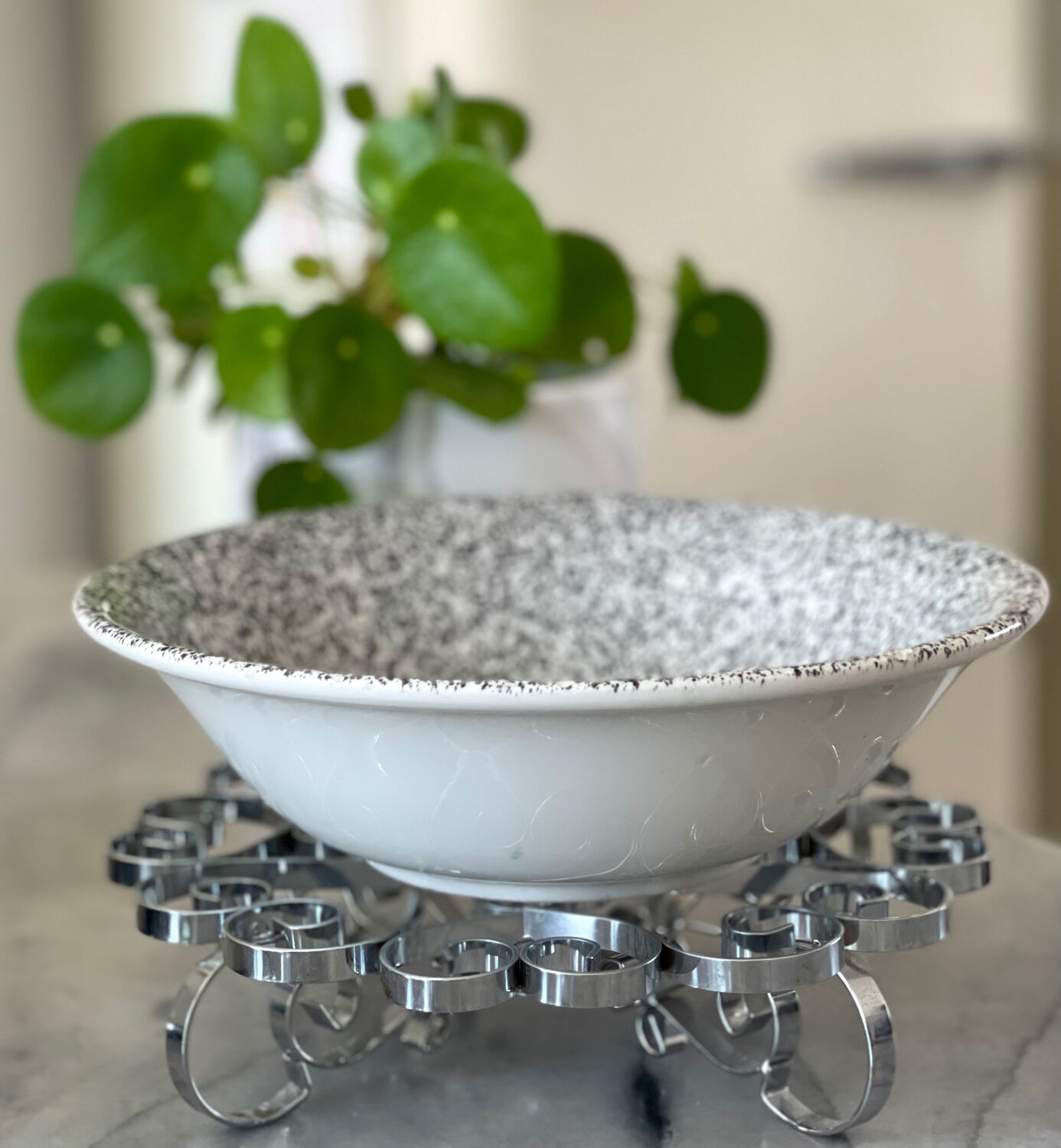 Italian speckled stoneware salad bowl