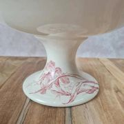Grand compotier sur pied Gien modèle Iris décor floral rouge