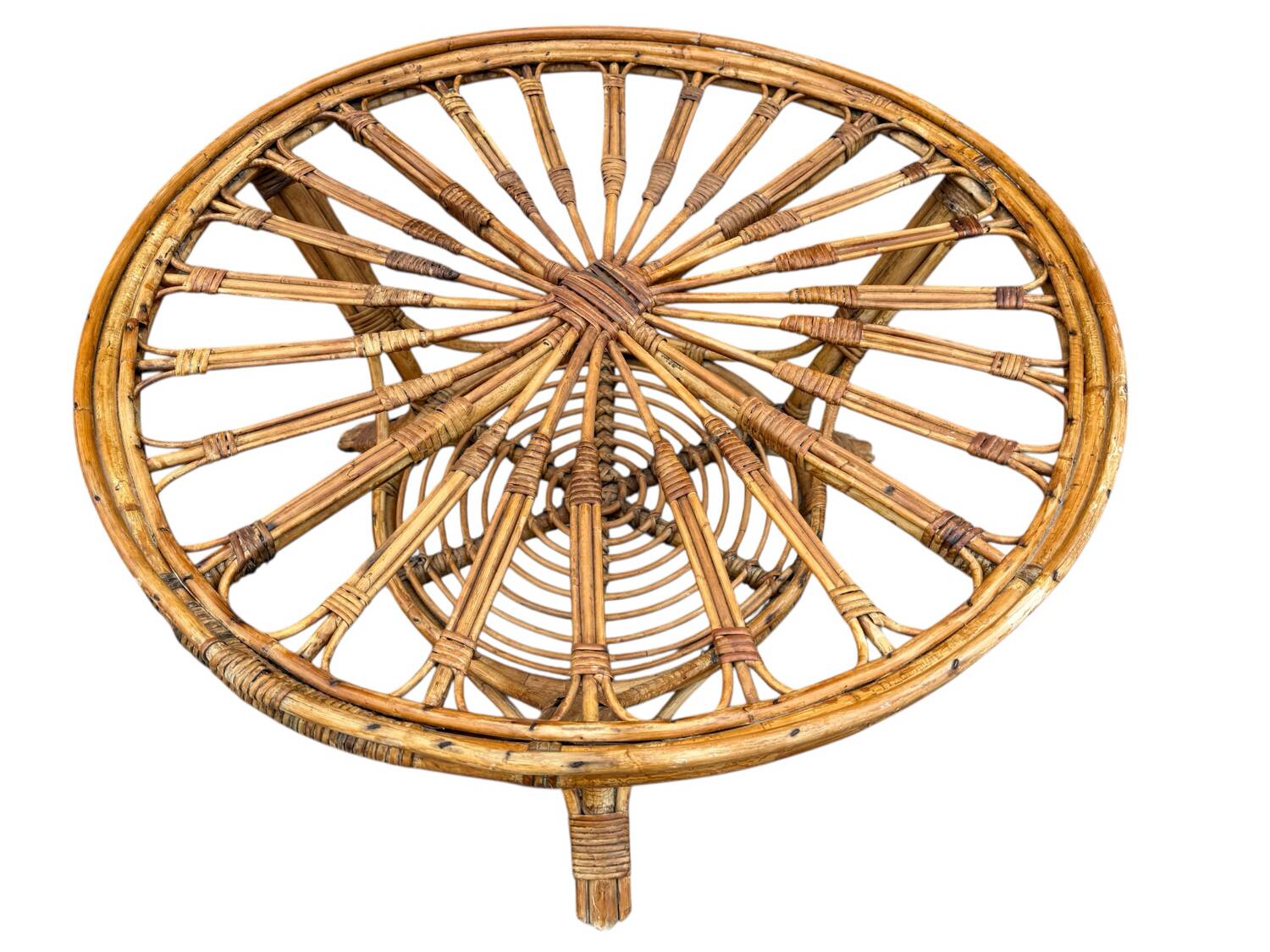Table basse en rotin des années 60 Espagne