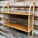 Rattan & oak vintage wall shelf 60's Louis Sognot