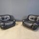 Set of black leather lounge chairs by Sapporo for Mobil Girgi, 1970s