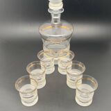 Art Deco strong alcohol service in opaque glass and gilding