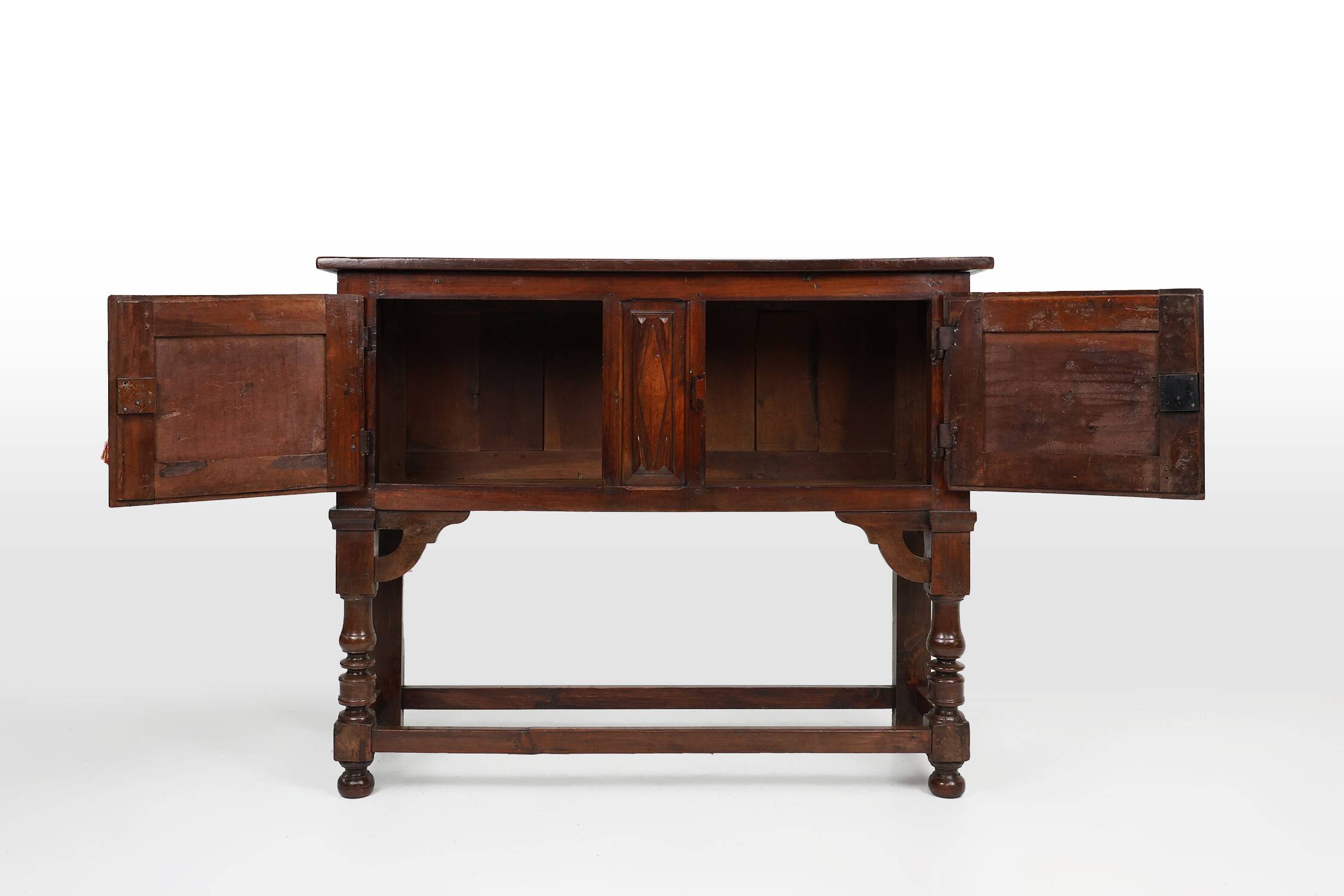 Antique 16th century Spanish carved cabinet in oak.