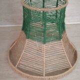 Lampshade in beige and green jute thread