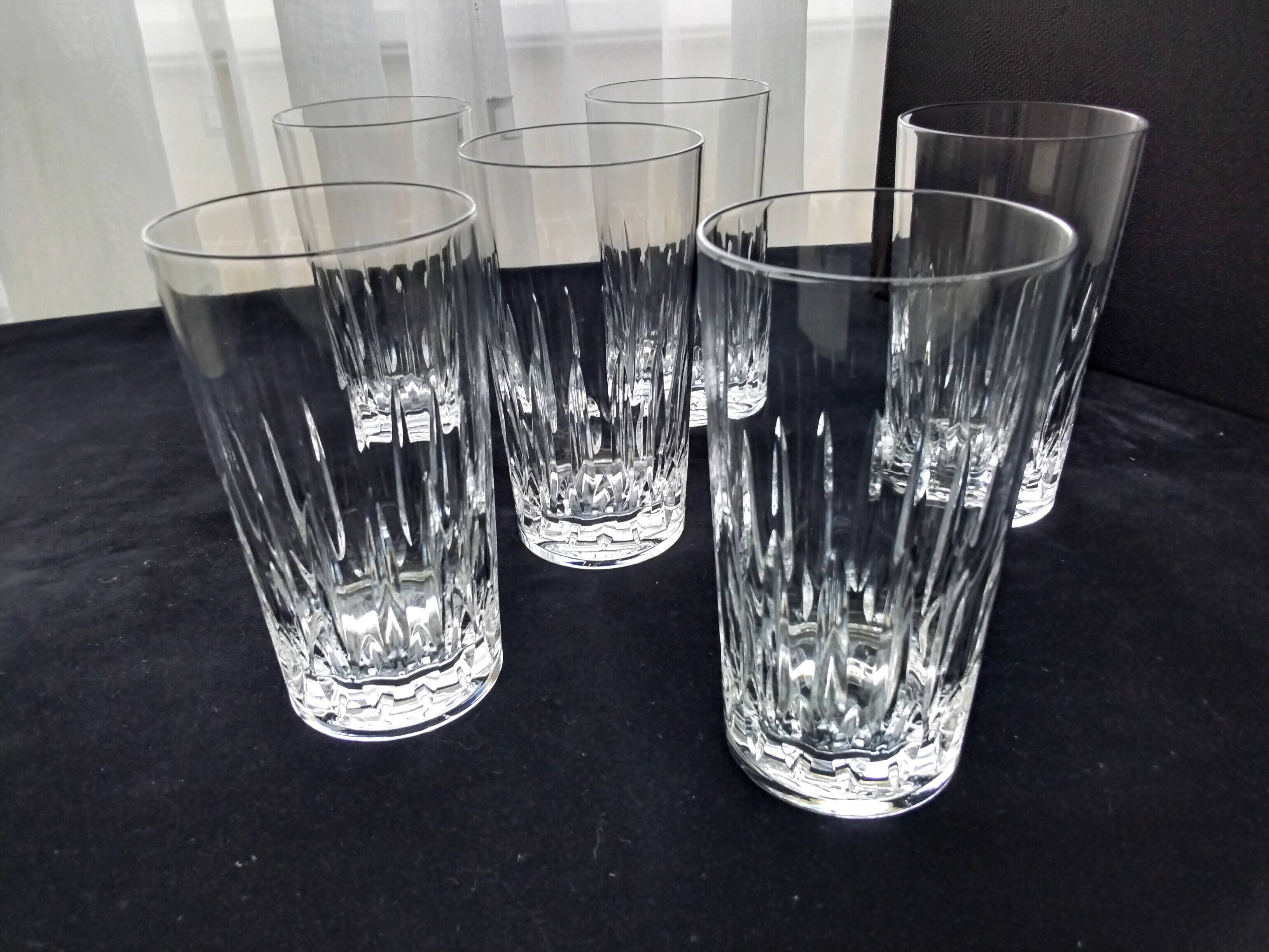 6 Arques crystal orangeade, whisky and cocktail glasses