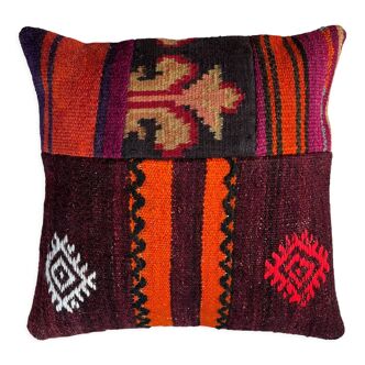 Vintage turkish kilim cushion cover, 40 x 40 cm