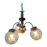 Lustre vintage en verre transparent de Murano avec structure chromée
