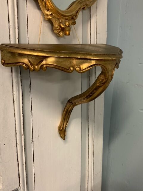 Console Murale Dorée 45 Cm Style Vénitien – étagère Antique Avec Fleurs