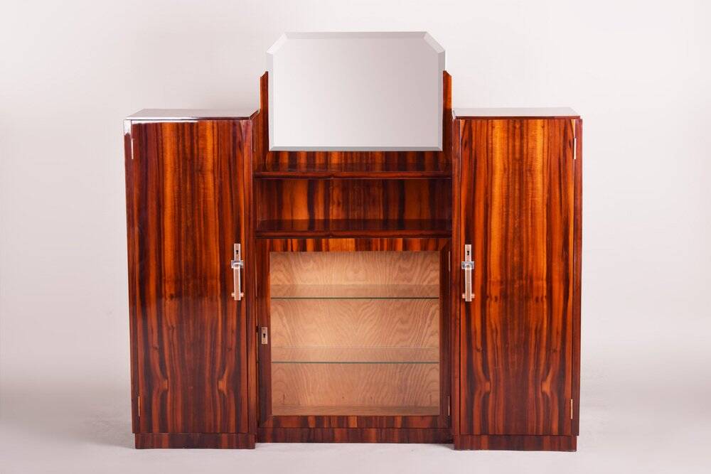 Art Deco Mahogany Sideboard with Mirror, France, 1920s