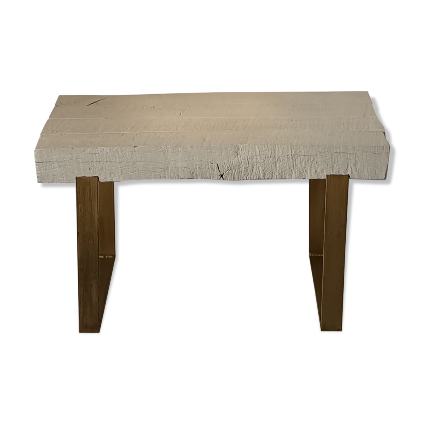 Chevron-patterned solid oak coffee table handmade.