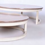 Original midcentury coffee nest tables, cherry wood, france, 1960s