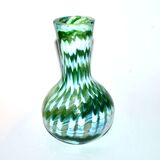 Murano? Modernist green filigree blown glass vase 1960