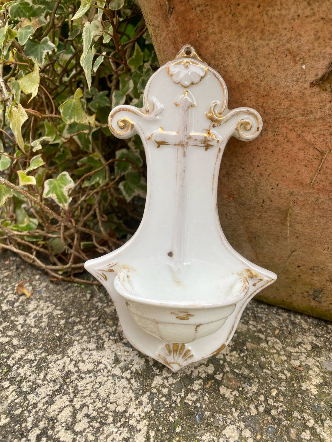 Old porcelain wall font