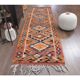 1970s Vintage Turkish Hand-Knotted Wool Cotton Orange Runner Rug 104x338