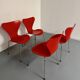 Lot of 4 chairs Series 7 model 3107 design Arne Jacobsen /Fritz Hansen