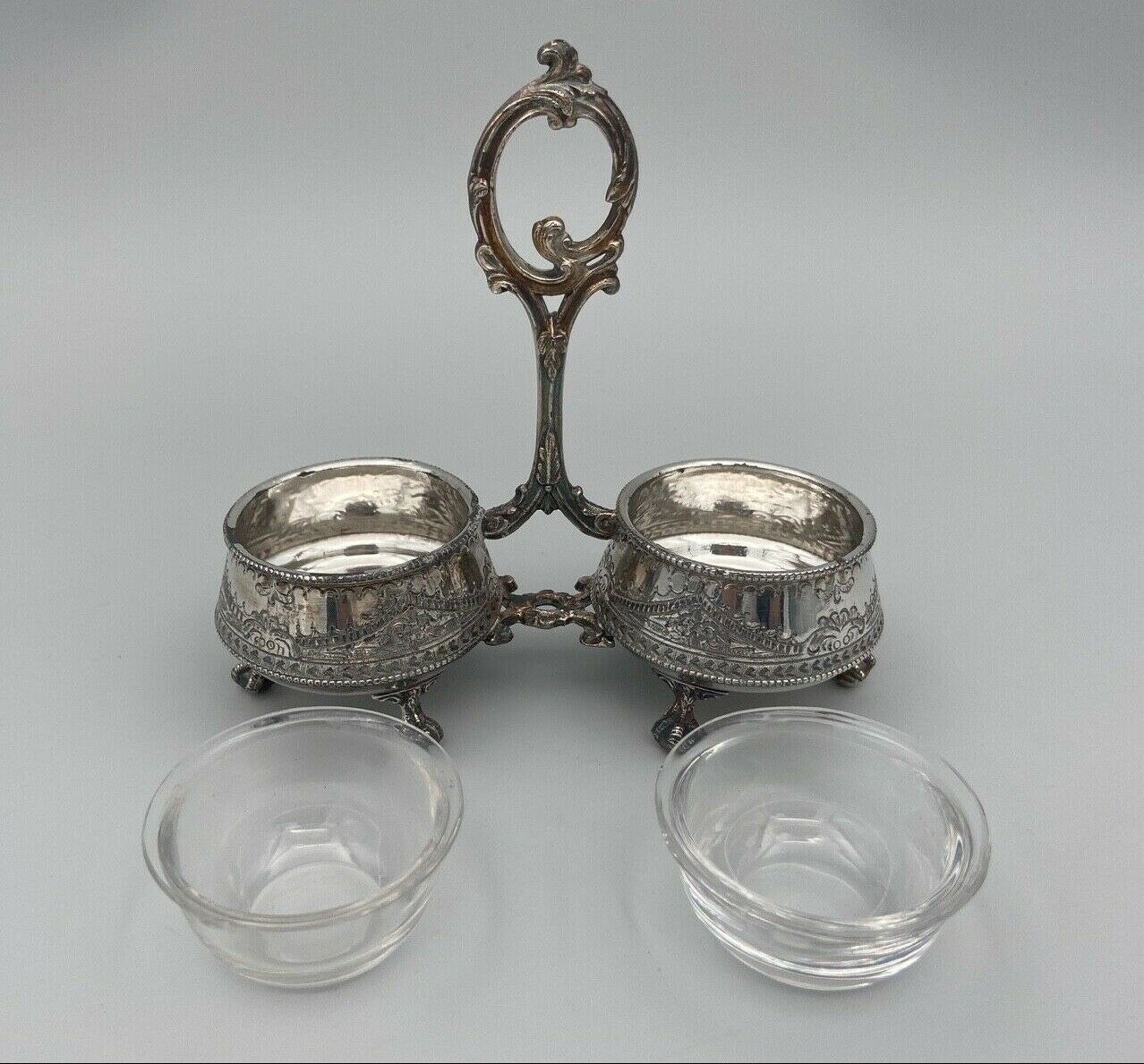 Saliere pepper metal silver Louis XV-XVl style rich ornamentation