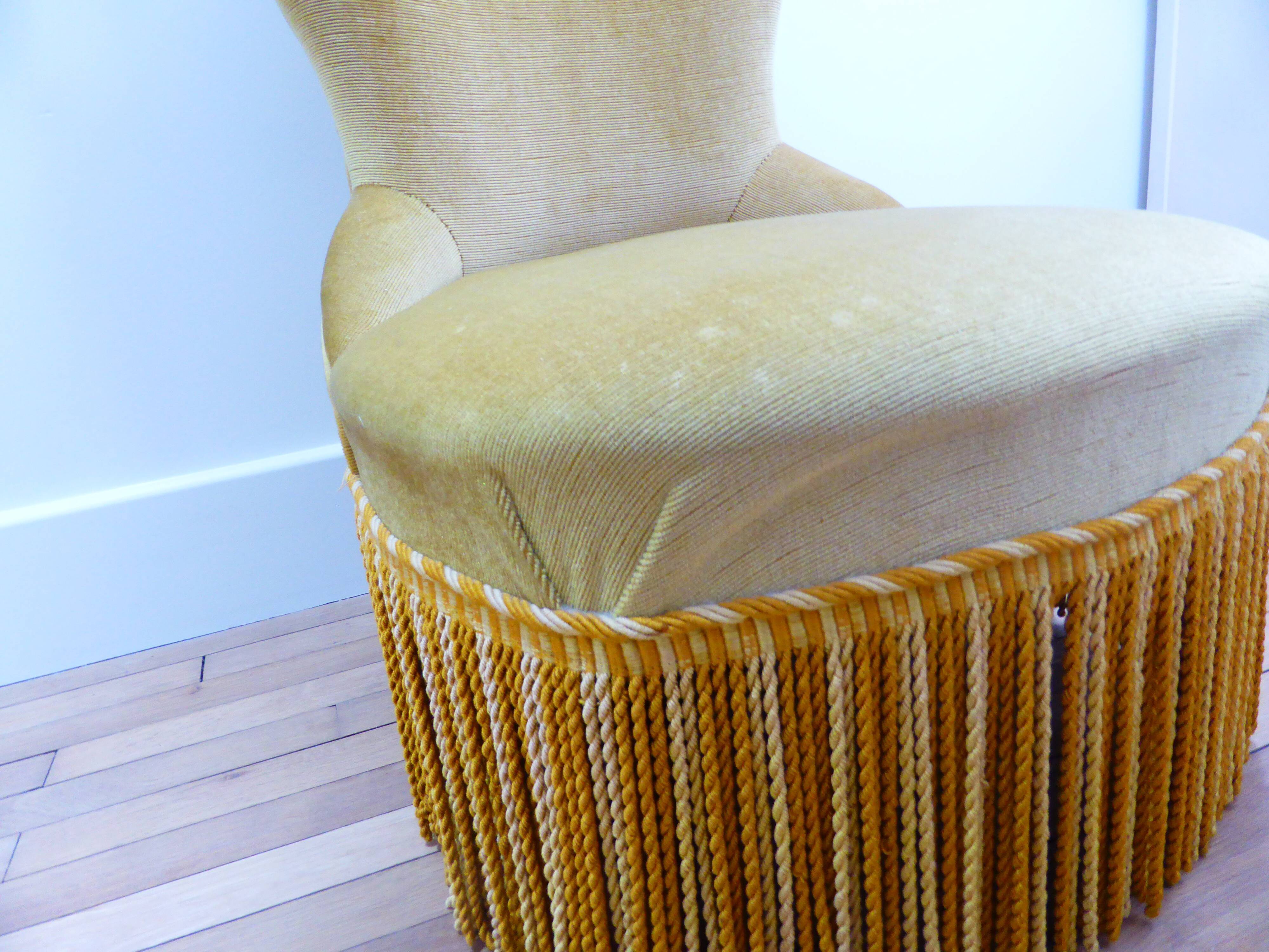 Mustard velvet toad armchair
