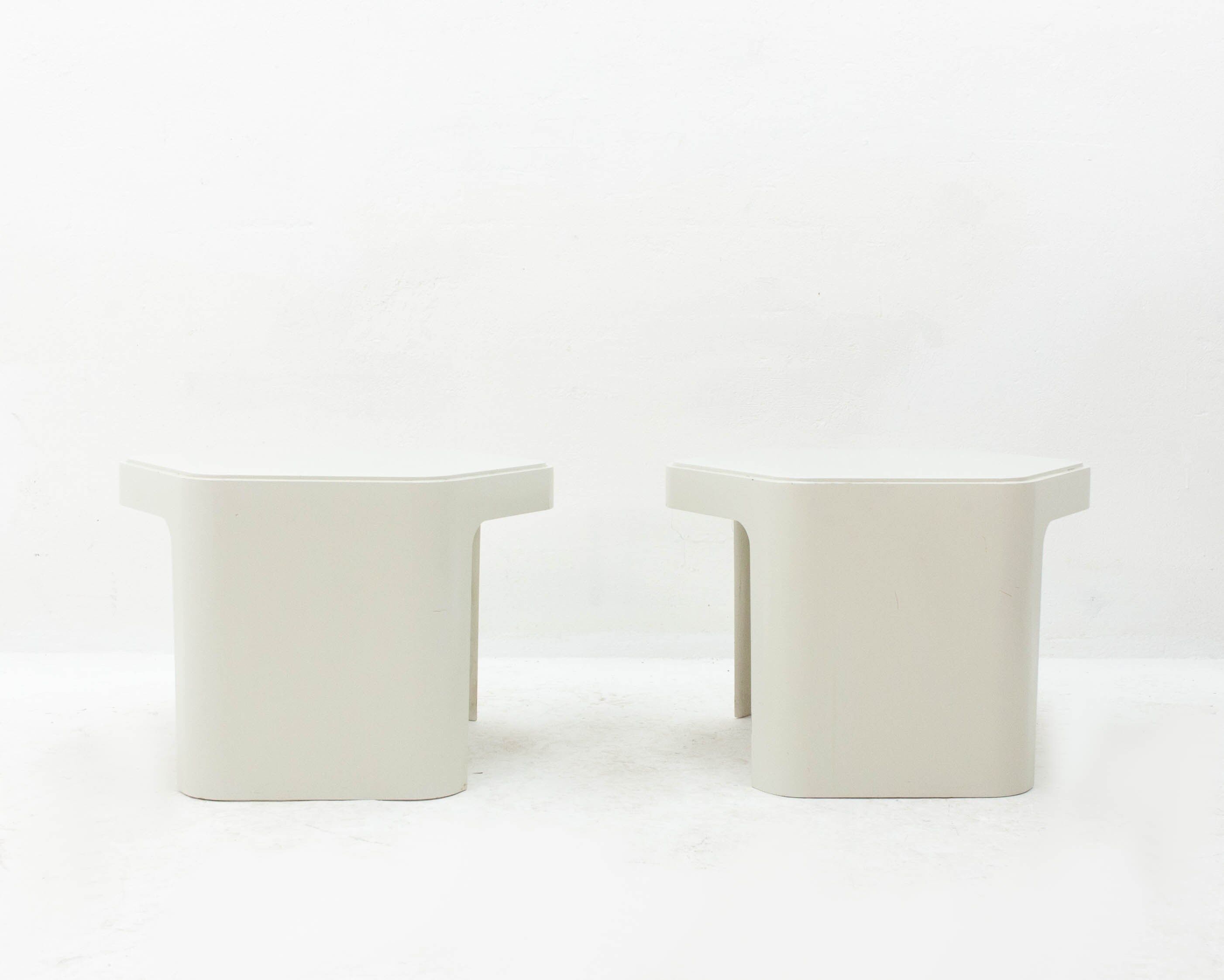 Pair of fiber glass side tables
