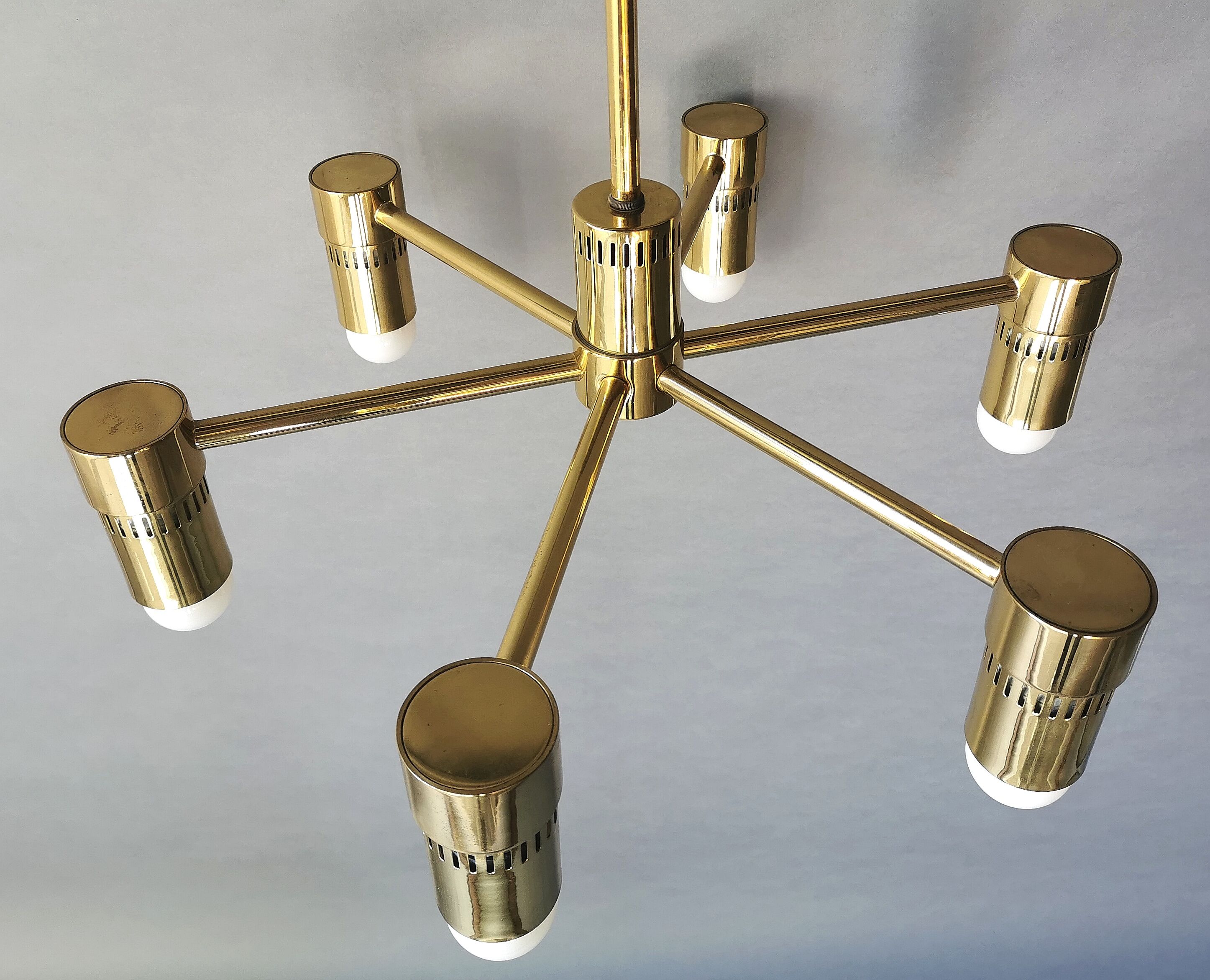 Luster 6 Italian gilded brass fires 1970