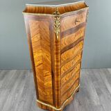 Marquetry Drop-Leaf Secretary, Louis XV Style, 19th Century