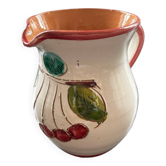 Handmade pitcher with cherry decor