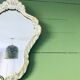 Miroir art déco doré et patiné blanc 30x45cm