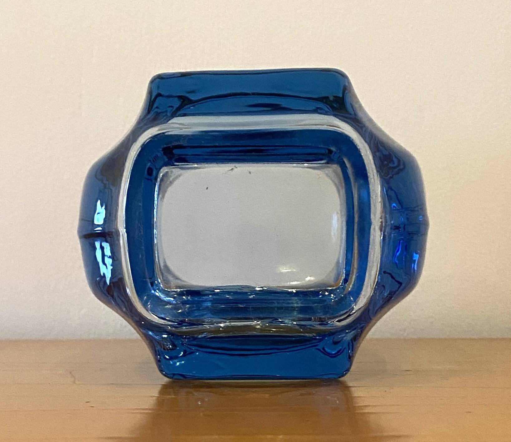 Uranium glass vase blue 1970s