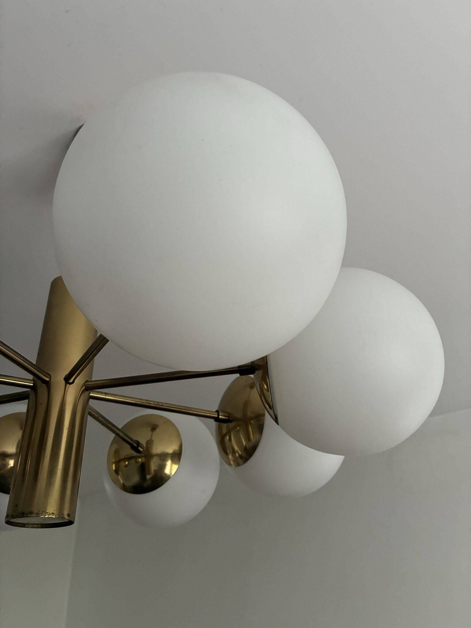 Kaiser Leuchten atomic sputnik pendant lamp, brass, 1960s
