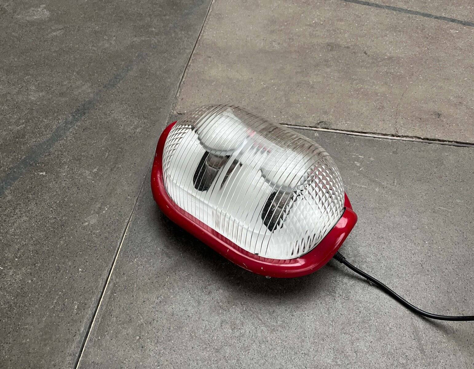 Red Walnut Floor Lamp Model by Achille Castiglioni for Flos, 1970s Mid-Century Modern Italy