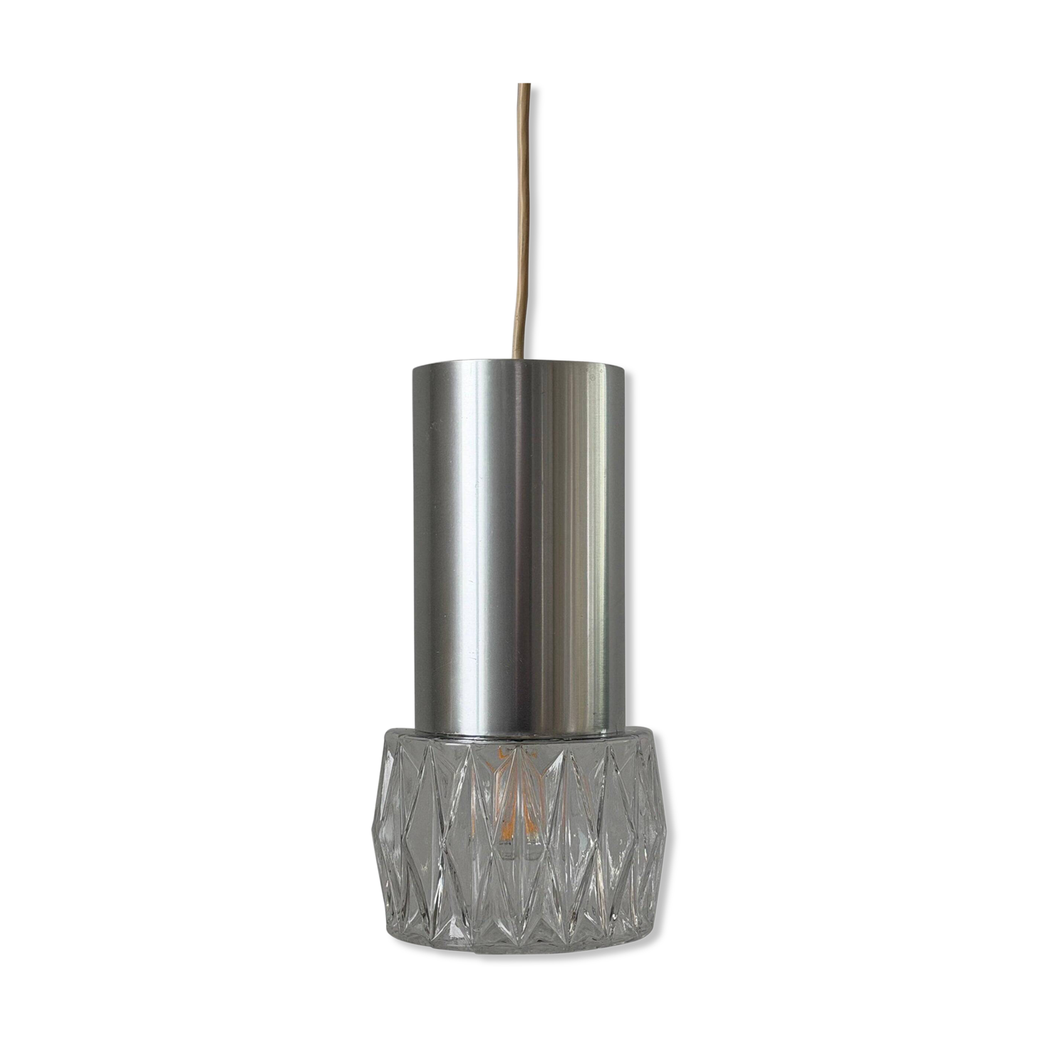 Glass ceiling light with a metal frame, 1960s, Germany