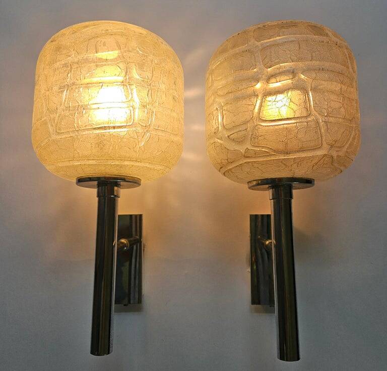 Pair of Rare Midcentury Wall Lamps Doria Leuchten, Germany, 1970s