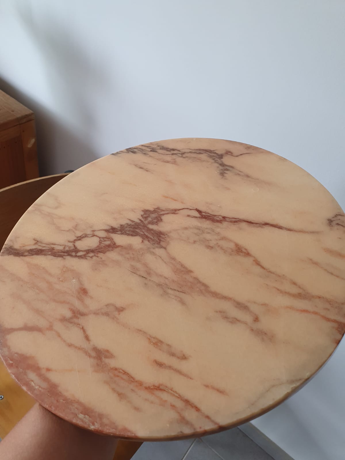 Louis XV style console in copper and pink marble 70s
